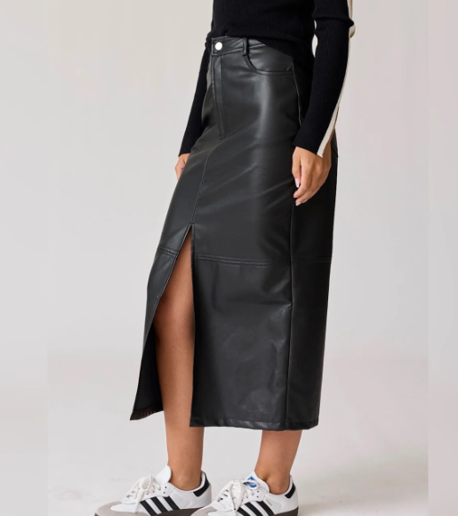 Black Faux Leather Maxi Skirt