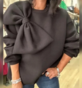 Black Oversized Bow Pullover