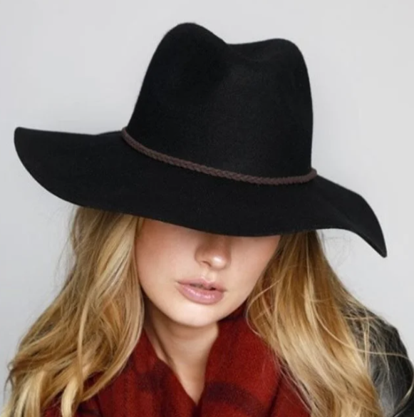 Black Wide Brim Panama Hat