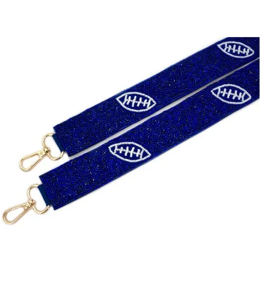 Blue Football Beaded Guitar Strap