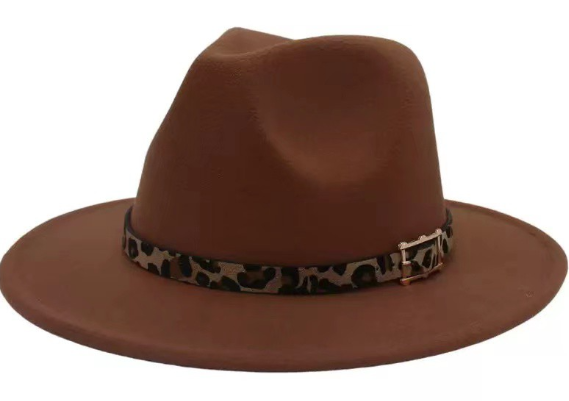 Camel Leopard Fedora