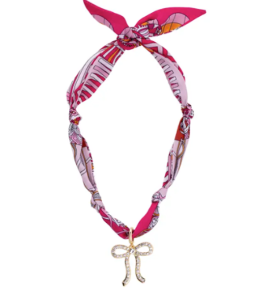 Cassie Pave Bow Scarf Necklace