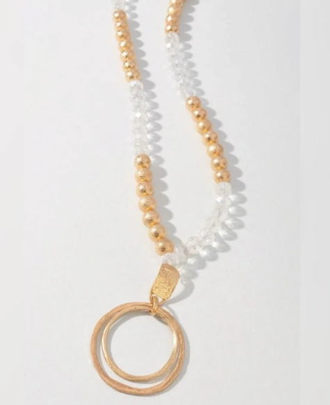 CLEAR GLASS METAL BALL LONG CHAIN