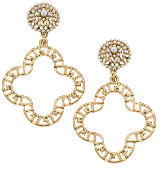 Emilia Greek Keys Clover Earring gold