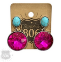 Fuchsia & Turquoise Stone Post Earrings
