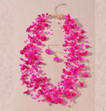 Fuchsia Beaded Layered Necklace & Earrings Set