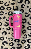 FUCHSIA MULTI CHEETAH TUMBLER