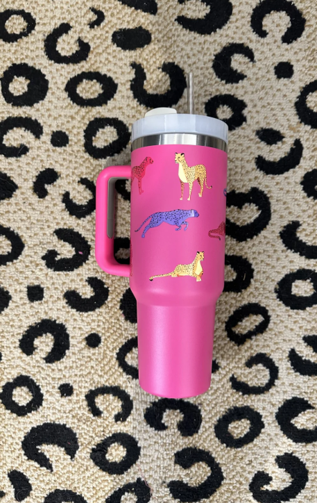 FUCHSIA MULTI CHEETAH TUMBLER