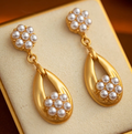 Gold & Faux Pearl Teardrop Earrings