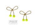 Gold & Lime Green Bow Post Earrings