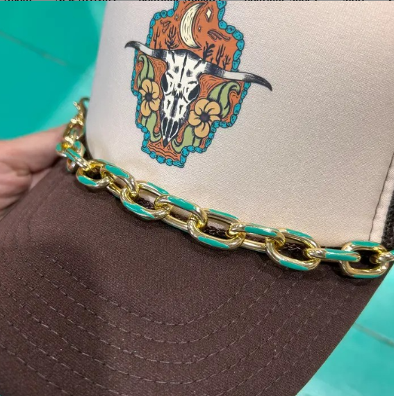Gold & Turquoise Enamel-Dipped Trucker Hat Chain