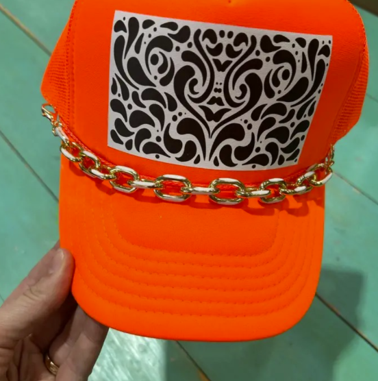 Gold & White Enamel-Dipped Trucker Hat Chain