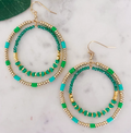 Green Beaded Dangle Earrings