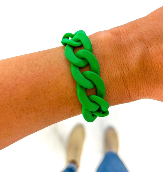 Green Chunky Chain Link Bracelet