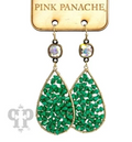 Green Woven Bead Teardrop Earring w/ Austrian Crystal