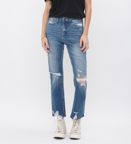High Rise Ankle Straight with Slit