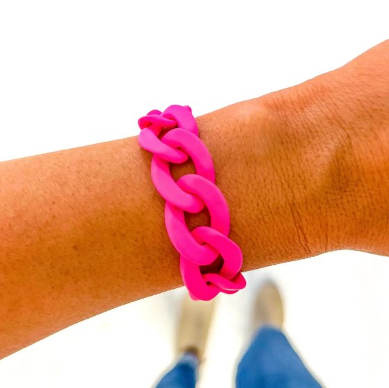 Hot Pink Chunky Chain Link Bracelet