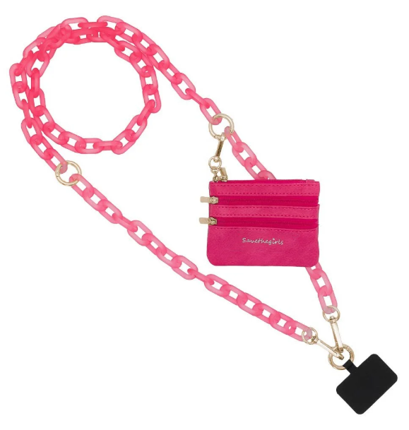 Hot Pink Clip & Go Crossbody Ice Chain Phone Accessory