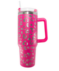 Hot Pink METALLIC Leopard Tumbler