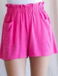HOT PINK PAPERBAG WAIST SHORTS