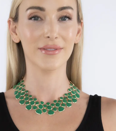 Kelly Green Honey Comb Necklace