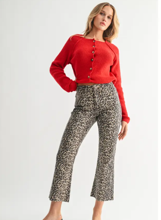 Leopard High Rise Crop Flare