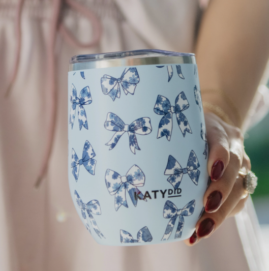 Light Blue Chinoiserie Bow Wine Tumbler Cup