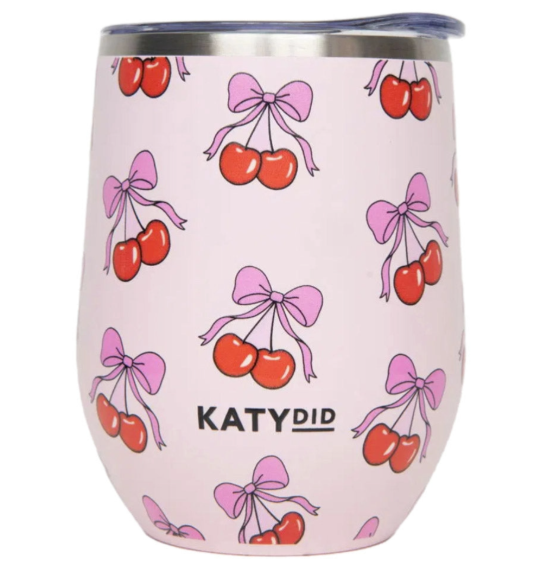 Light Pink Cherry Bow Wine Tumbler Cup