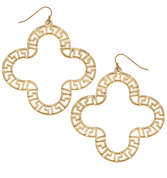Melissa Greek Keys Clover Earring - Gold