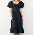 Navy Textured Midi Dress