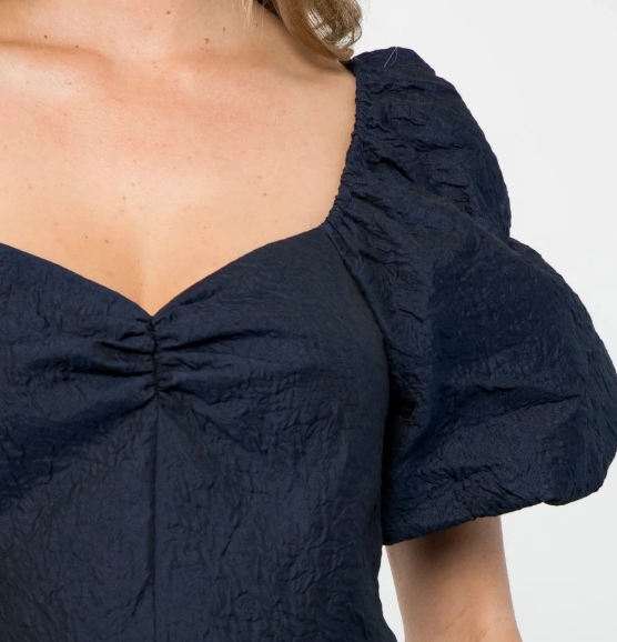 Navy Textured Midi Dress