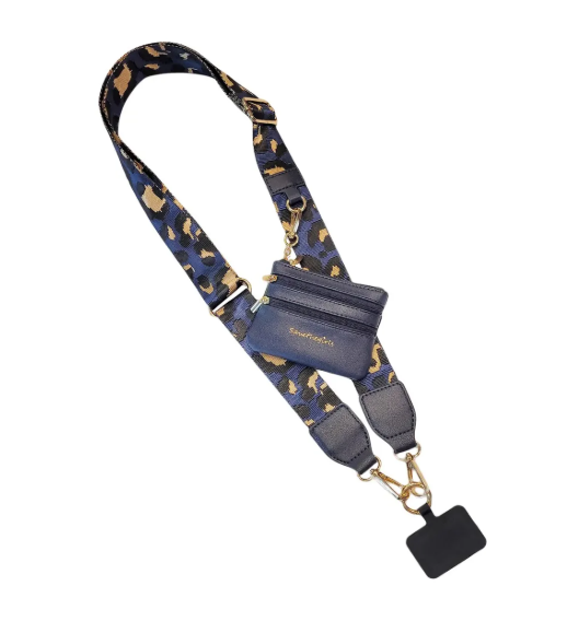 Navy/Brown Clip & Go Crossbody Strap Phone Accessory
