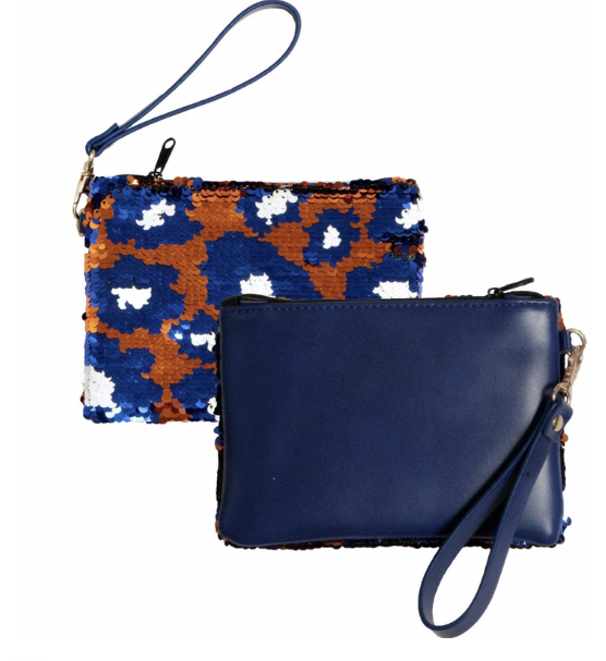 NAVY/ORANGE CLAIRE CLUTCH
