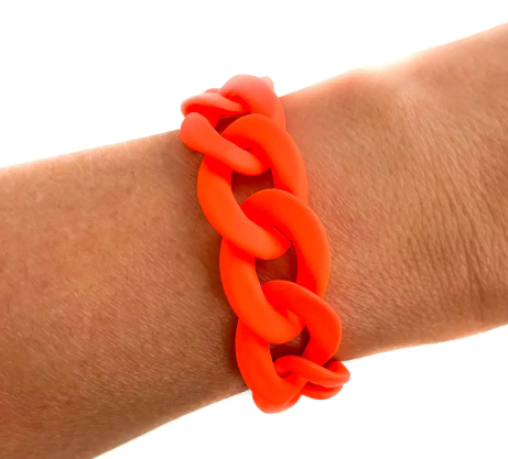 Neon Orange Chunky Chain Link Bracelet