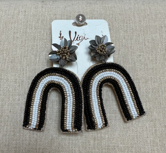 Neutral Rainbow Beaded Earrings