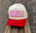 Pink & Red Embroidered "Arkansas" Trucker Hat