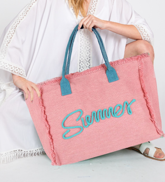 PINK SUMMER CANVAS TOTE