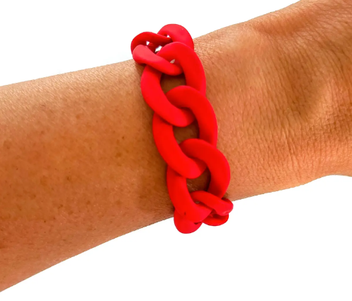 Red Chunky Chain Link Bracelet