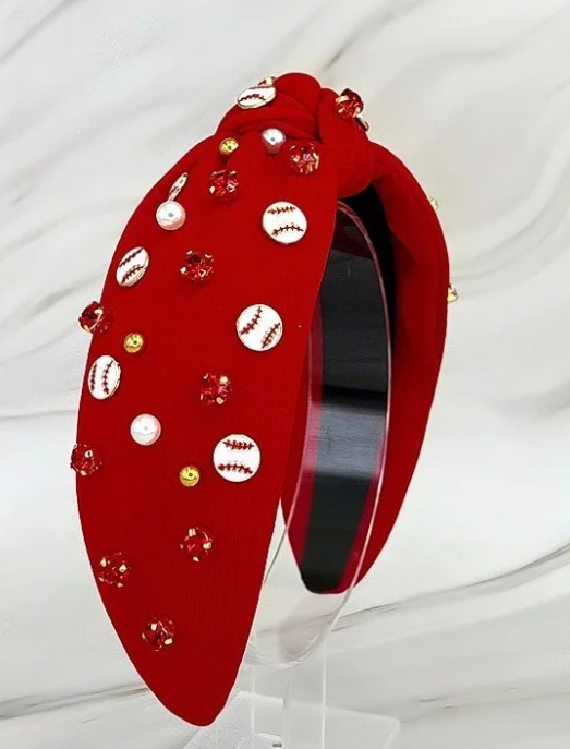RED BASEBALL HEADBAND
