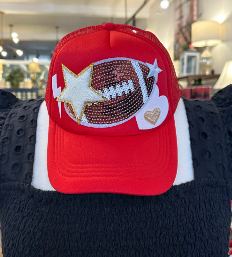 Red Football Patch Hat