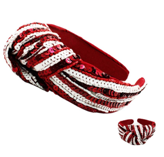 RED SEQUIN STRIPE HEADBAND