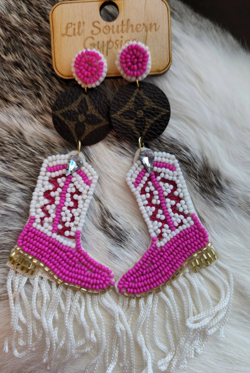 Rockin' tha Lv upcycled Boot earrings