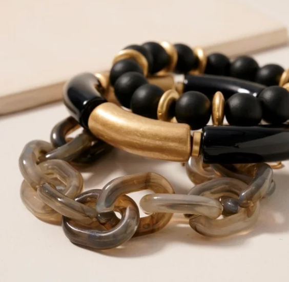 SET OF 3 BRACELETS BK