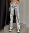 Silver Metallic Flare Pants
