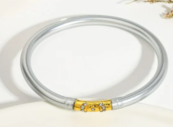 SILVER SILICONE BANGLE BRACELET