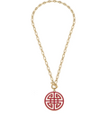 Tara Game Day Greek Keys Necklace - Crimson