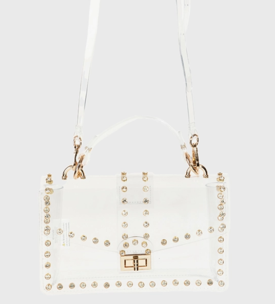 Transparent Rhinestone Trim Bag