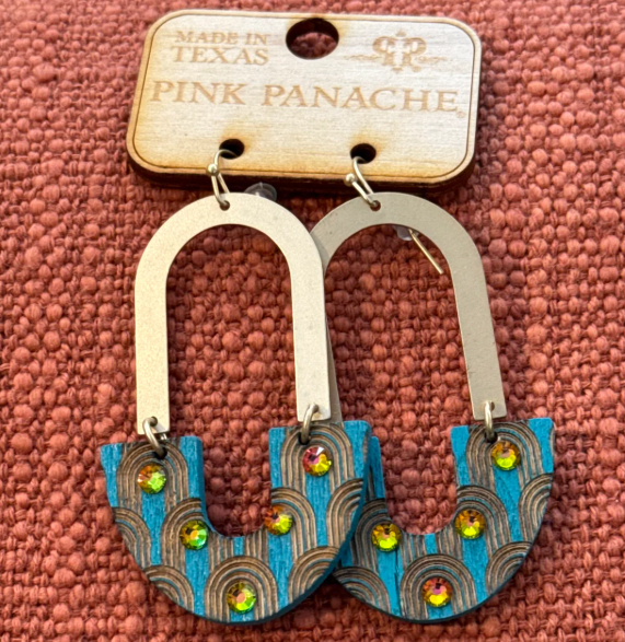 Turquoise & Gold Arch Earrings