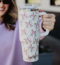 White Baseball Bow Tumbler