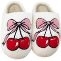 White Cherry Bow Slippers